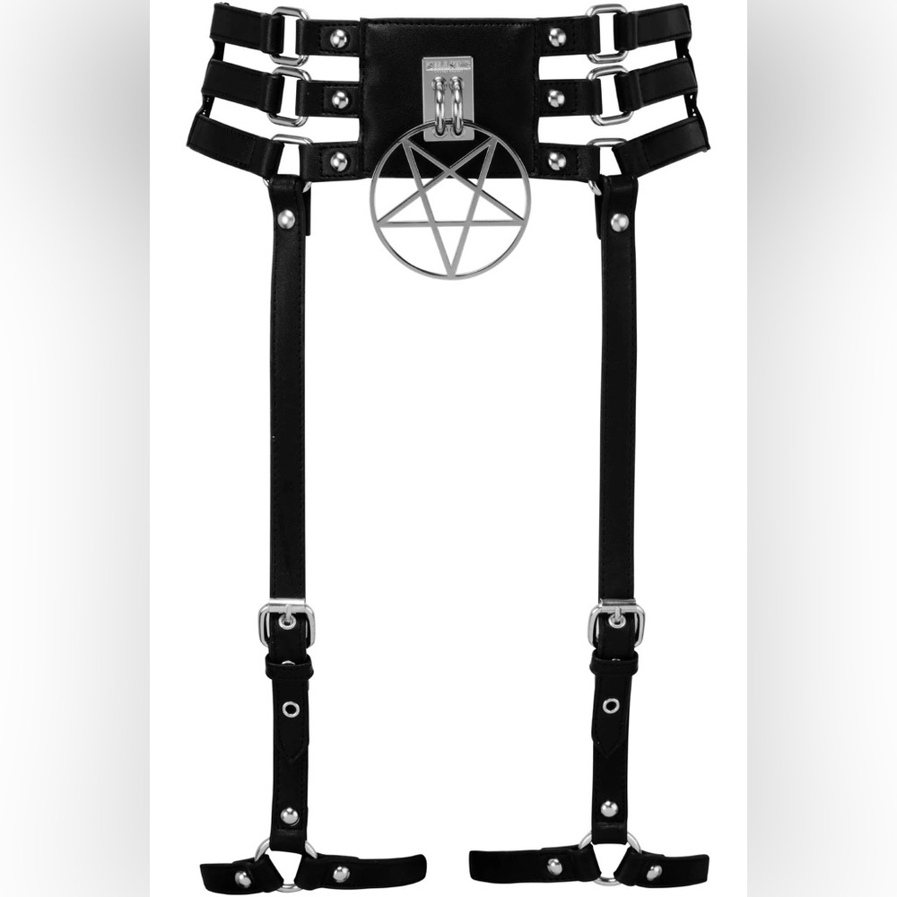Black Pentagram Garter Belt Harness for Women